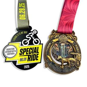 การแข่งวิ่งมาราธอนเหรียญทองแบบปรับแต่งได้ตามต้องการ <span class=keywords><strong>Medal</strong></span>-3D สำหรับการเดินเป็นอนุสรณ์การหล่อโลหะพิมพ์ด้วยแสงยูวี - Product Image 5