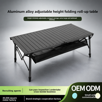 Table de camping pliable légère et portable pour l'extérieur - en alliage d'aluminium, hauteur réglable, résistante à l'eau, pour pique-nique et plage