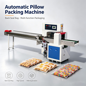Machine d'emballage automatique pour rouleaux de saucisses et bonbons, équipement d'emballage en sachet oreiller pour l'emballage en vrac de bonbons, fruits et légumes - Product Image 1