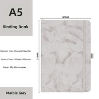 Agenda de Papel Blanco A5 de Alta Calidad, Cuaderno de Mármol con Cierre Elástico, Tapa Dura, Planificador Espiral, Regalos Escolares, 80 Hojas