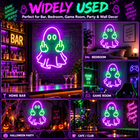 Enseigne néon fantôme d'Halloween personnalisée, alimentée par USB, lumière LED néon à intensité variable pour bar, chambre, salle de jeux, décoration de fête
