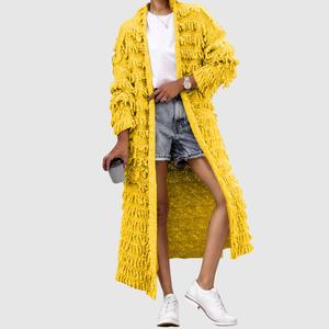 New Trendy Solid Color Long Sleeve Knitted Tassel Sweater Women <b>Cardigan</b> Fashion - Product Image 3