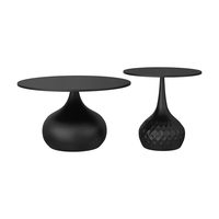 Table basse design en métal et pierre pour petit appartement, combinaison créative pour salon, table d'appoint noire haut de gamme pour canapé