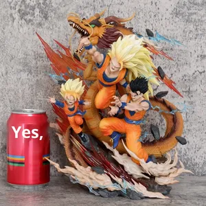 Modèle de jouet d'anime Dragon Fist Père et fils Trois Goku Gohan Goten, personnage de dessin animé japonais populaire, ornement de bureau en PVC - Product Image 1