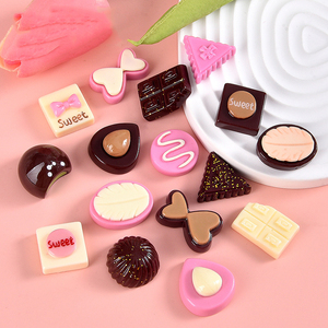 Mini figurines en résine à dos plat, motifs biscuits au chocolat de dessin animé, pour DIY, accessoires de coque de téléphone, bijoux, jouets alimentaires pour maison de poupée - Product Image 3