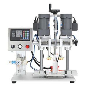 Machine de vissage et de capsulage semi-automatique électrique de bureau à 4 roues pour bouteilles en plastique, verre, canettes et bocaux, modèle 4 - Product Image 1