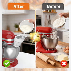 Entonnoir à farine pliable en silicone anti-éclaboussures de qualité alimentaire pour batteur mélangeur de cuisine - Product Image 5