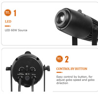 60W LED GOBO Projektör Işığı IP65 İç/Dış Mekan 20-60 Işın Açısı Manyetik Gobo Plakası Kısılabilir 2 Yıl Garantili Reklam İçin