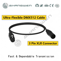 Câble DMX512 professionnel IP65 extérieur 3 broches XLR mâle vers femelle avec harnais fini, contacts en alliage de cuivre plaqués or