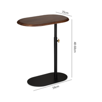Table d'appoint réglable en hauteur en noyer noir, style moderne minimaliste en forme de C, pour salon et canapé