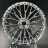 Rines de Aluminio Forjado de Diseño Personalizado al por Mayor, Rines de Malla Cóncava Profunda con Acabado Plateado Pulido para Tuning de Autos de Alto Rendimiento
