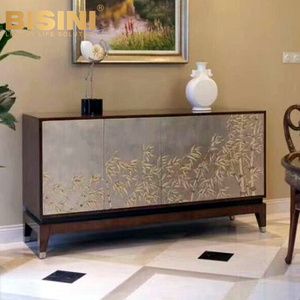 Soporte de TV de madera de caoba para sala de estar, mueble de TV con incrustaciones, pintura a mano, Estilo Vintage - Product Image 4