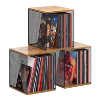 Support d'album en vinyle en bois design cube, boîte de rangement empilable pour disques Star Records, présentoir pour salle de musique à domicile