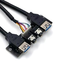 Kabel Panel Depan Casing Komputer PC USB 3.0 X 2 Speaker X2 50CM PVC/Plastik