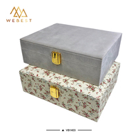 Boîte à bijoux en velours Webest, grande, pour mariage, emballage en cuir, boîte en velours avec miroir