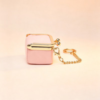 Pochette de rangement vintage pour bijoux pour femme, mini porte-monnaie en similicuir froissé avec fermoir kiss-lock, sac à clés portable, petite pochette organisatrice