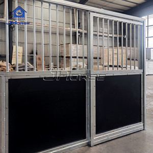 Façades de box à chevaux temporaires et économiques, noires, avec portes coulissantes, fenêtres et panneaux pour écuries - Product Image 5