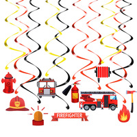 Camion de pompiers, véhicules de Construction, thème d'anniversaire, bannière, gâteau, ensemble en spirale pour garçons, fournitures de décoration de fête d'anniversaire