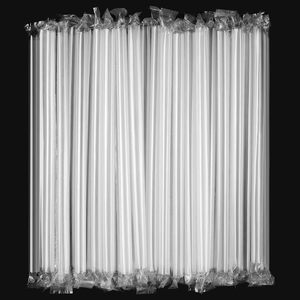 Pailles en plastique noires et blanches, emballées individuellement, transparentes, larges, jetables, pour fêtes, produits écologiques - Product Image 1