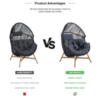 Mobilier d'extérieur Patio Rotin Canapé simple Terrasse Grand fauteuil Osier Balcon Egg Chair Oversize Garden Chair