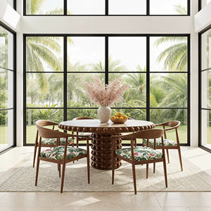 डाइनिंग रूम के लिए कुमुसी आधुनिक अनुकूलन गोल संगमरमर डाइनिंग टेबल - Product Image 6