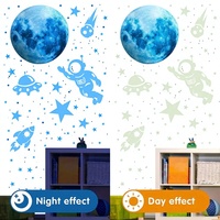 Autocollants muraux personnalisés avec étoiles brillantes, galaxie, astronaute, fusée, vaisseau spatial, planète, extraterrestre, écologiques, imperméables, décoration de chambre d'enfant