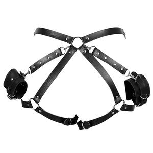 Punk Sexy Harnas Bodychain Bdsm Lederen Jarretellegordel Met Handboeien Fetish <span class=keywords><strong>Bondage</strong></span> Kleding - Product Image 5