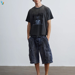 <span class=keywords><strong>T</strong></span>-<span class=keywords><strong>Shirt</strong></span> personalizzate con ricamo in difficoltà con lavaggio grafico acido da uomo in cotone 100% sbiadito di lusso lavato con taglio corto <span class=keywords><strong>T</strong></span>-<span class=keywords><strong>Shirt</strong></span> da uomo - Product Image 3