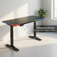 Bureau électrique réglable en hauteur AOR moderne en métal avec double éclairage LED, 3 réglages de mémoire, mobilier de bureau sain pour la maison et le bureau, direct usine