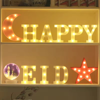 Décoration Eid Mubarak Ramadan : Lettres LED Lumineuses en Forme d'Étoile pour Anniversaire, Mariage, Décoration Intérieure, et Demande en Mariage