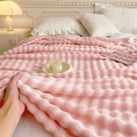 Hadiah Promosi Selimut Sofa Kantor Tempat Tidur Musim Dingin yang Nyaman dengan Penutup Flanel Rajutan Warna Solid yang Dapat Disesuaikan