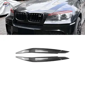 AMP-Z E71 E72 Gloss Black Carbon Fiber Front Fog Light Eyebrow Cover Trim For BMW X6 Series E71 E72 2008-2014