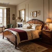 Cama Inglesa EKAR Sovereign Burlwood Tallada a Mano |   Fábrica de Muebles de Lujo Foshan