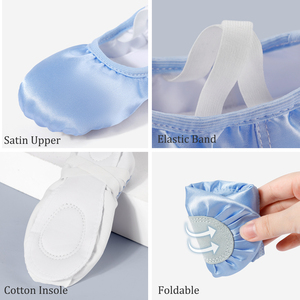 Chaussons de danse en satin pour enfants, légers, à semelle fendue, pour filles, pour examens, festivals et spectacles - Product Image 2