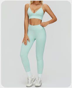 Ensembles d'entraînement 2 pièces sans couture et doux pour femmes, soutien-gorge de sport à maintien élevé, vêtements de fitness et de yoga, logo frontal, respirant - Product Image 2