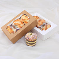 Boîte en carton alimentaire blanche pour biscuits, donuts, macarons et desserts, avec fenêtre transparente sur le dessus, vente en gros directe usine