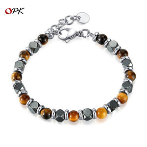 Bracelet fait main au design tendance avec perles en œil <span class=keywords><strong>de</strong></span> <span class=keywords><strong>tigre</strong></span> et <span class=keywords><strong>onyx</strong></span> <span class=keywords><strong>noir</strong></span> en acier inoxydable - Product Image 1