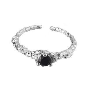 Anillo de <span class=keywords><strong>Plata</strong></span> Pura S925 con Zirconia Cúbica, Diseño Coreano ICEBELA, Textura Arrugada, con Diamantes en Relieve - Product Image 6