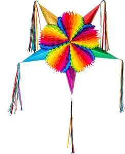 顺利定制墨西哥明星皮纳塔喜庆彩虹七彩皮纳塔派对装饰品32英寸大真名生日大皮纳塔