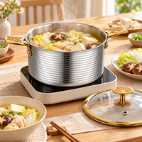 WOXIANG Marmite à fondue 16 cm, compatible lave-vaisselle, en acier inoxydable triple couche, distribution uniforme de la chaleur, ustensile de cuisson polyvalent pour soupes