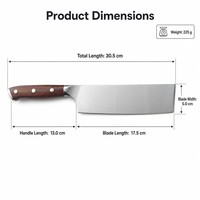 Couteau de cuisine chinois en acier inoxydable 5Cr15 personnalisé, manche en bois massif, 30,5 cm, pour couper la viande, les légumes et les os