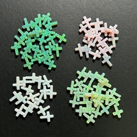 Perles de croix plates en opale de feu synthétique rose vert jaune bleu pour la fabrication de pendentifs de bijoux