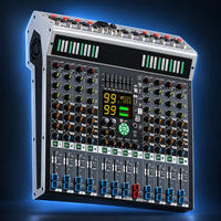 Console de mixage audio professionnelle AOFO 8 canaux avec 99 effets DSP, Bluetooth, USB, MP3, égaliseur 7 bandes pour DJ, scène, système de sonorisation en direct