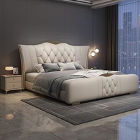 Meubles de luxe modernes Chambre à coucher Lit élégant de haute qualité rembourré en bois Nouveau design avec rangement