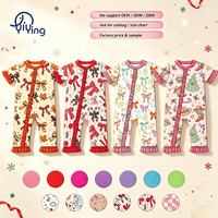 Combinaison bébé en viscose de bambou Yiying, manches courtes, pantalon long, volants en dentelle, double fermeture éclair, imprimé personnalisé, pyjama pour nourrissons