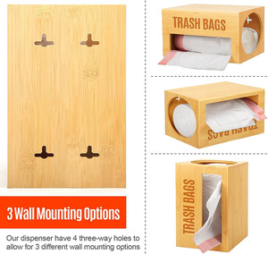 Treo bằng gỗ Thùng rác chủ tre Thùng rác có thể túi Organizer Dispenser - Product Image 2