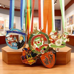 Medalla Deportiva Personalizada de Fábrica en 3D, de Aleación de Oro, Plata, Cobre y Zinc, para Fútbol, Baloncesto, Maratón, Carreras, con Cinta - Product Image 3