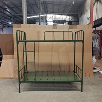 Lit superposé en fer forgé vert olive au design moderne, robuste et en acier