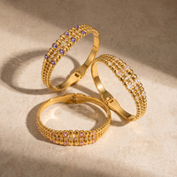 Bracelet jonc minimaliste en forme de goutte d'eau, géométrique, anti-ternissement, zircon, plaqué or 18 carats, acier inoxydable, bijoux tendance pour femmes