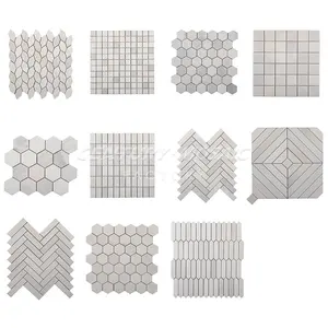 Centurymosaic toptan kağıt beyaz mermer mozaik fayans mutfak veya banyo dekorasyon için